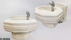 Water fountain, porcelain, period, wall mount, single bubbler, stock number D-0036a
