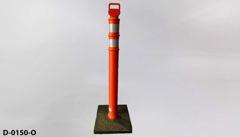 Delineator, traffic, orange plastic tube, handle top, 4" diam. x 49''t, stock number D-0150o