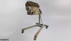 Engine, automobile, 4 cylinder, on grey stand, A-shaped base, w, stock number E-0251c