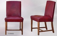 Chair, wood frame, maroon leather seat/back, stock number F-0086m