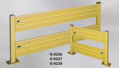 Guardrail/Barrier, double rail, yellow metal w/ 2 chrome caps, two, stock number G-0226