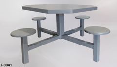 Jail/Prison Visitation Table, 4 Person, grey steel, octagon-shaped, stock number J-0041