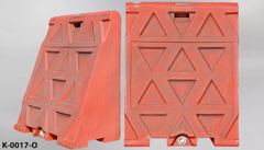 K-Rail, freeway divider, orange plastic, 40"w x 24"d (base) 6"d (top), stock number K-0017o