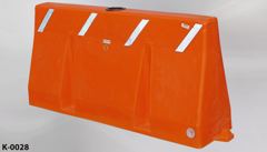 K-Rail, freeway divider, orange plastic, 72"w x 18"d x 36"t, stock number K-0028