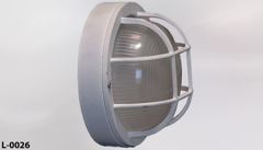 Light, wall mount, 6" round glass globe, w/ guard, stock number L-0026