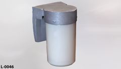 Light, wall mount, aluminum body w/ milkglass globe, stock number L-0046