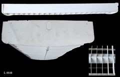 Light, 4' fluorescent, eggcrate, w/ (2) 4'l white plastic side panels, stock number L-0048