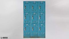 Locker, 3 tier, flat top, w/ combination locks, 12"w x 15"d x 78"t, stock number L-0050