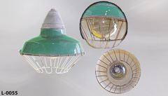 Light, China hat, 18"diam., green w/grey metal top, glass globe, stock number L-0055