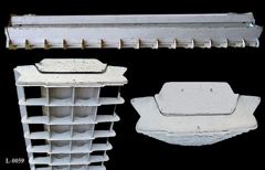 Light, 4' fluorescent, eggcrate, tan, heavy duty body, (uses 4 bulbs, stock number L-0059