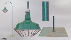 Light, China hat, 18"diameter, GREEN, w/ twist on socket cap, on, stock number L-0093