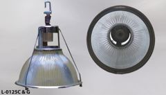 Light, glass shade, 14" diameter, galvanized body, HOLOPHANE, stock number L-0125g