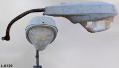 Light, street lamp, wall mount, cobra head body, w/ mounting, stock number L-0129