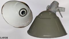 Light, flood, exterior, oval shade, O.D. green, fixture measures, stock number L-0135