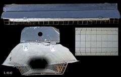 Light, 4' fluorescent, hooded, grey, (uses 2 bulbs, not included), stock number L-0142