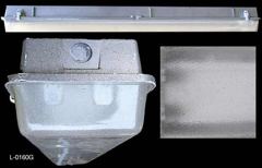 Light, 4' fluorescent, wet location, grey plastic body w/ frosted, stock number L-0160g