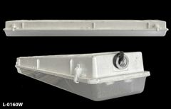 Light, 4' fluorescent, wet location, white plastic body w/ frosted, stock number L-0160w