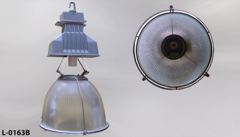 Light, warehouse bay, 16" diameter glass shade, smaller ridged, stock number L-0163b