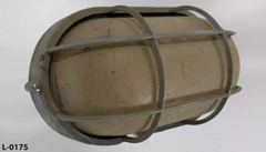 Light, wall mount, oblong shape globe & guard, 11"w x 6"d x 5"t, stock number L-0175