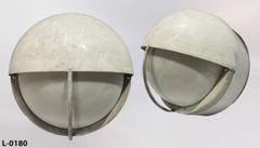 Light, wall mount, dome shape, half of dome shaded, metal body, stock number L-0180