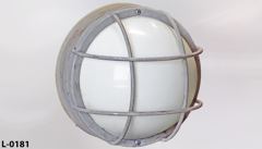 Light, wall mount, dome shape, metal body, 10"diameter x 8"d, stock number L-0181