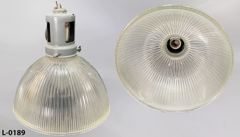 Light, glass shade, 12"diax11"t, grey neck, holophane, stock number L-0189