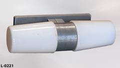 Light, wall mount, w/ (2) milkglass globe, aluminum fixture, stock number L-0221