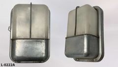 Light, wall mount, silver plastic box w/ frosted plexi insert, 6"w x, stock number L-0222a