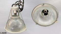 Light, glass shade, 10" diam x 12"t, w/ galvanized body, HOLOPHANE, stock number L-0239
