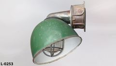 Light, vapor, flat top, wall mount, w/ green angled shade, stock number L-0253