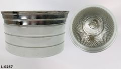 Light, ceiling mount, 9"diax6"t, white/clear glass globe & chrome, stock number L-0257