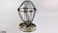 Light, ceramic base, fixture with tulip cage, stock number L-0258