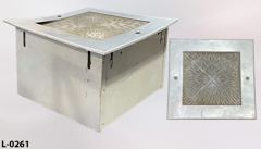 Light, recessed mount, w/ frosted glass lens, box is 10"w x 10"d x, stock number L-0261