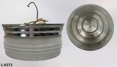 Light, ceiling mount, 9"diax5"t white/clear glass globe & chrome, stock number L-0272