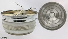 Light, ceiling mount, 9"diax5"t, white/clear glass globe & chrome, stock number L-0273