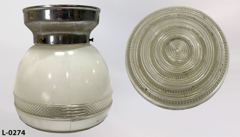 Light, ceiling mount, 8"diax9"t, white/clear glass globe & chrome, stock number L-0274