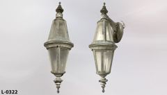 Light, exterior wall mount, rounded carriage style, frosted/grey, stock number L-0322