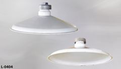 Light, China hat, 16"diameter, shallow shade, w/ socket cap, white, stock number L-0404