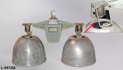 Light, warehouse bay, dual bell, metal, 15" diam. per shade, wire, stock number L-0410a