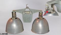 Light, warehouse bay, dual bell, metal, 15" diam. per shade, solid, stock number L-0410b