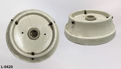 Light, ceramic base fixture, 3" tall, 9" dia tapers to 7"., stock number L-0420