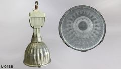 Light, warehouse bay, 17" diameter x 31"t, silver w/ grey ballast box, stock number L-0438