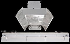 Light, 4' fluorescent, hooded, lightweight, white, (uses 2 bulbs, not, stock number L-0460