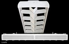 Light, 4' fluorescent, eggcrate, w/ attached metal side panel, stock number L-0478