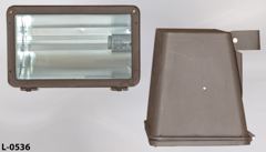 Light, flood, exterior, brown box, w/glass lens & mounting bracket, stock number L-0536