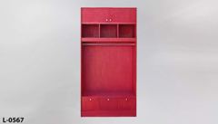 Locker, pro sports team style, single unit, red/stained wood, stock number L-0567