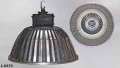 Light, warehouse bay, 27 1/2" diam, bright metal shade, and black, stock number L-0573