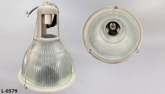 Light, glass shade, 14"dia x 16"t, galvanized body, HOLOPHANE, stock number L-0579
