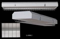Light, 4' fluorescent, white hood, w/ hinged ribbed plexiglass lens, stock number L-0598-2