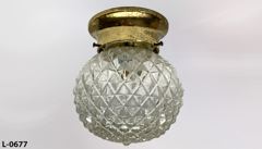 Light, ceiling mount, incandescent, 6" diam, clear pointed globe, w, stock number L-0677